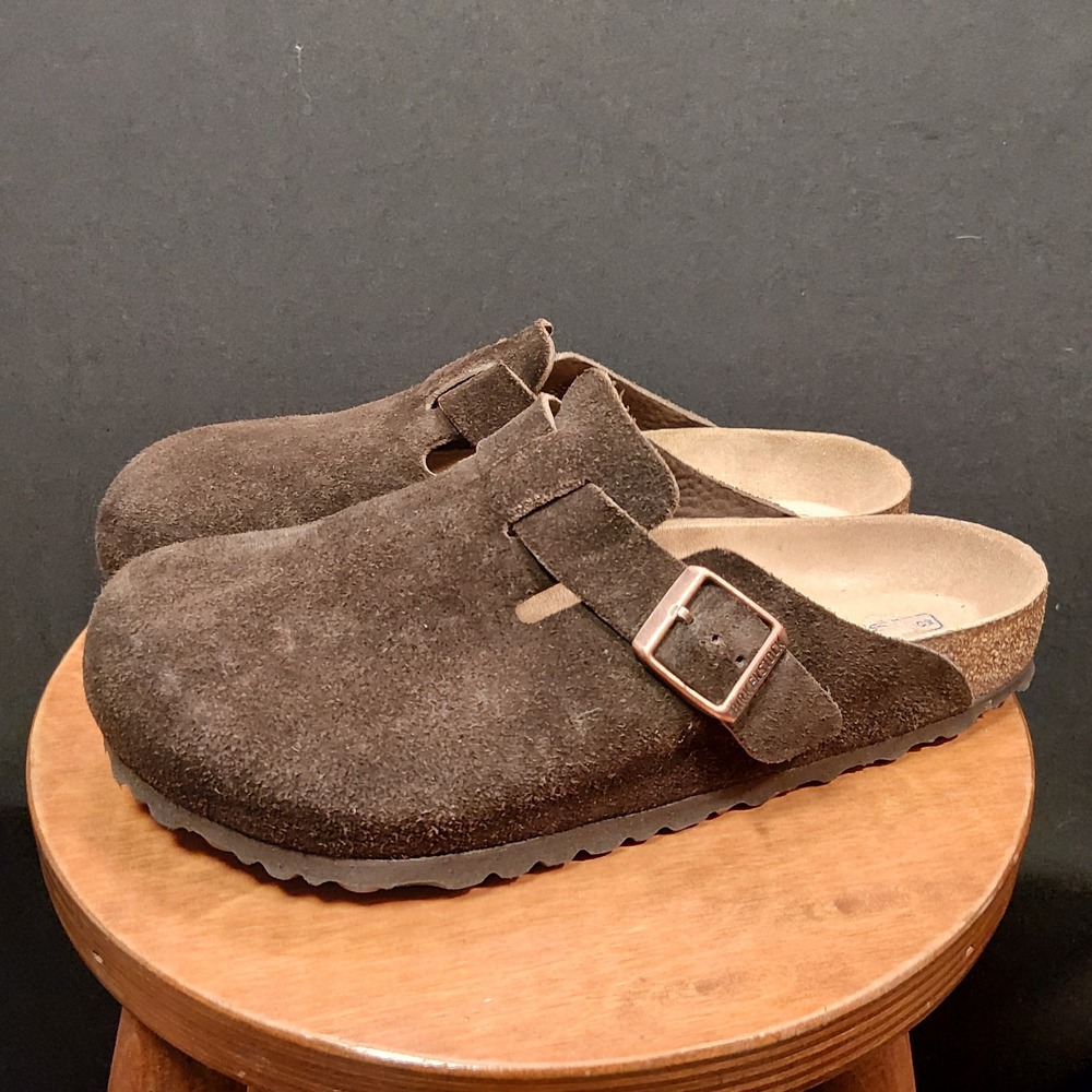 Birkenstock Boston Mocha Suede Clogs Mens 42 L11 M9 Made in Germany VTG Style